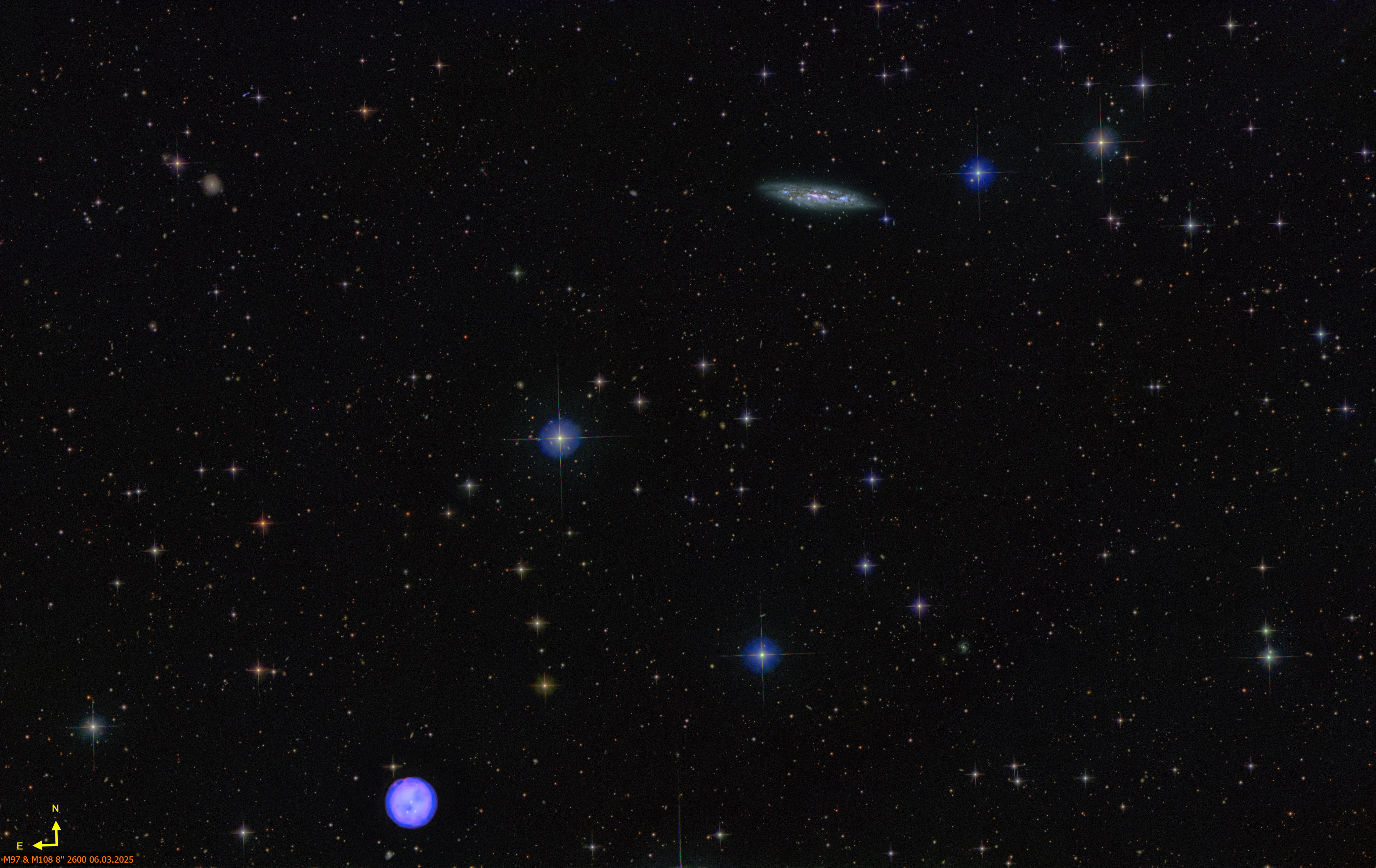 M97 (Eulennebel) und M87 (Surfboard Galaxie)